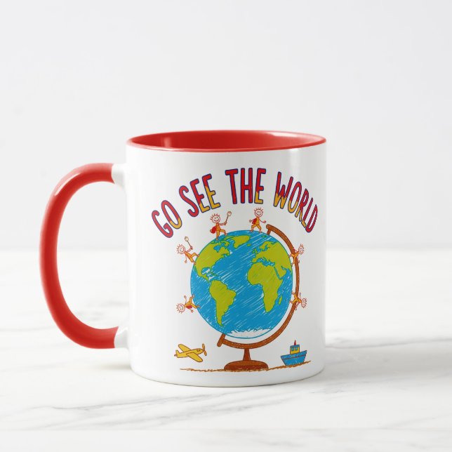 Caneca Go See The World Kids Travel Drawing (Esquerda)