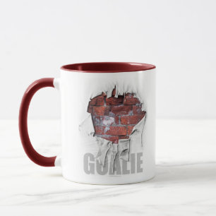 Caneca Goalie rasgado da parede de tijolo (futebol)