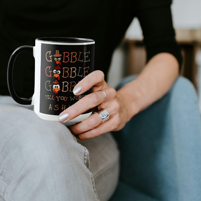 Caneca Gobble Gobble Till You Wobble Funny Thanksgiving (Criador carregado)