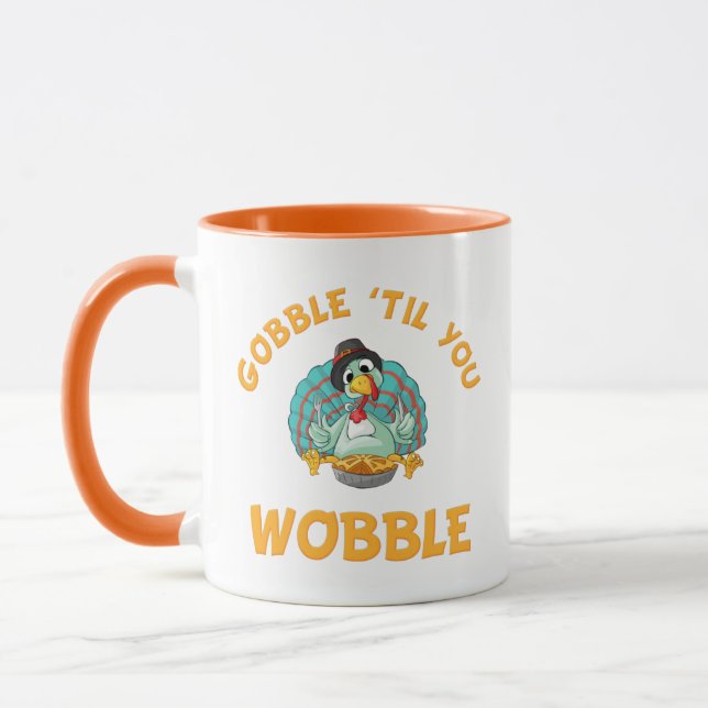 Caneca Gobble Til You Wobble Engraçado Turquia Ação De Gr (Esquerda)