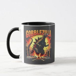 Caneca Gobblezilla Spooky Turquia Ação de Graças Gobble