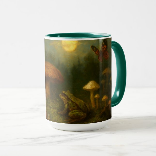 Caneca Goblincore Mushrooms, Snails & Frog In Moonlight (Frente Esquerda)