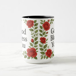 Caneca God Bless You Religious Rose Floral