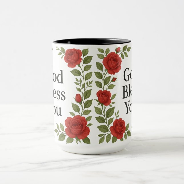 Caneca God Bless You Religious Rose Floral (Centro)