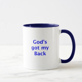 Caneca God obteve meus borda e punho azuis traseiros