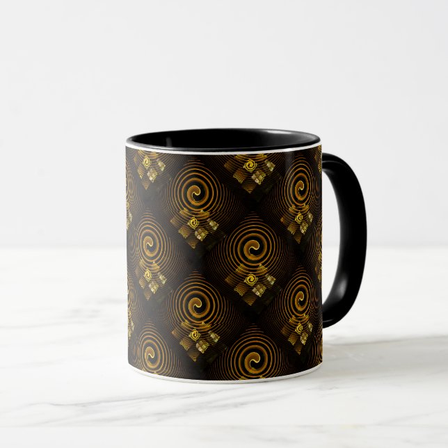 Caneca Gold Modern Boho Elegant Abstract Art Pattern #502 (Frente Esquerda)