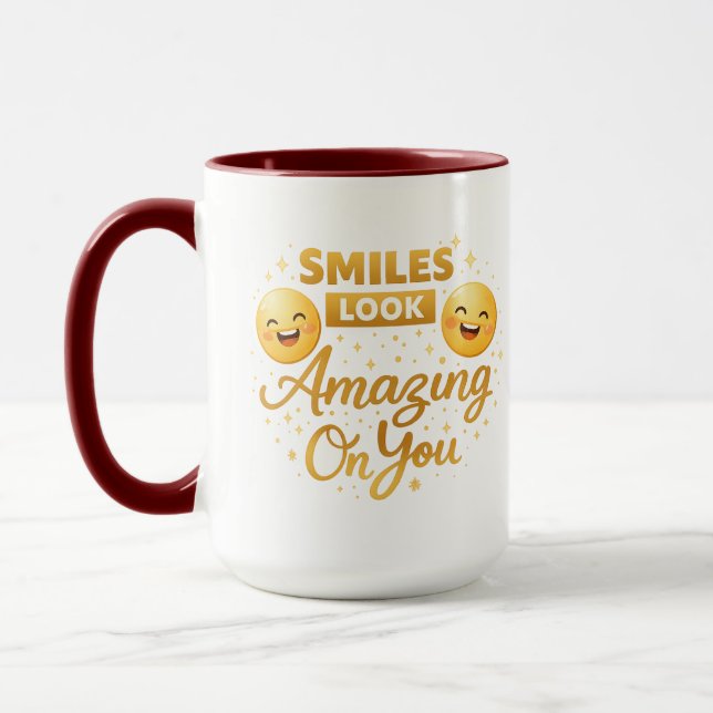 Caneca Gold “Smiles Look Amazing On You” Combo Mug (Esquerda)