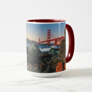 Caneca Golden gate bridge no crepúsculo   San Francisco