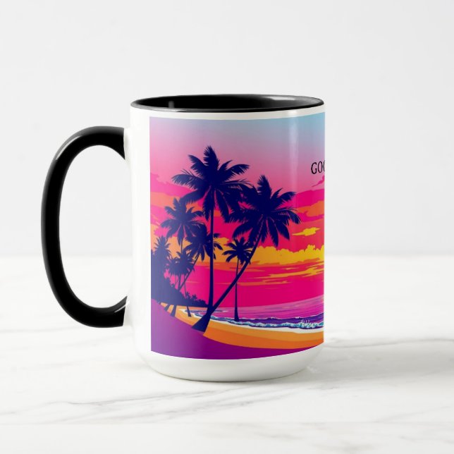 Caneca Golden Hour Tropical Island Sunset Personalized (Esquerda)