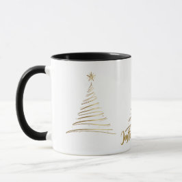 Caneca Golden Line Art Christmas Tree