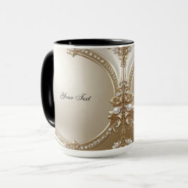 Caneca Golden Ornate Frame with Pearls Mug
