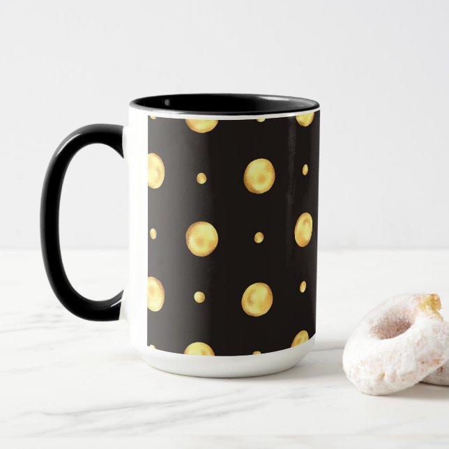 Caneca Golden Polka Dot Two-Tone Mug, 15 oz (Com Donut)