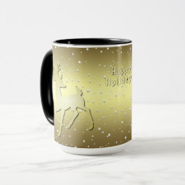 Caneca Golden Reindeer Snowy Holiday Mug