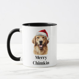 Caneca Golden Retriever Chapéu de Papai Noel Natal