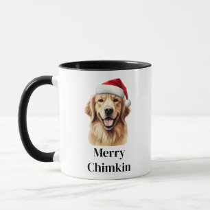 Caneca Golden Retriever Chapéu de Papai Noel Natal