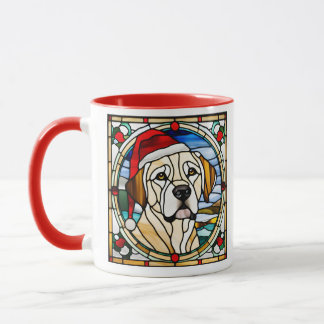 Caneca Golden Retriever Christmas Stained Glass Mug