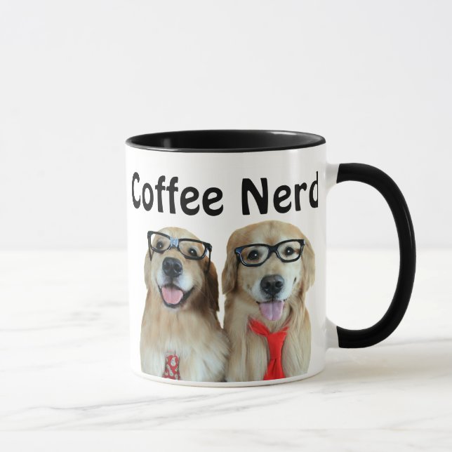 Caneca Golden retriever com vidros do nerd (Direita)