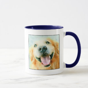 Caneca Golden retriever de sorriso na aguarela