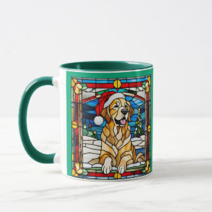 Caneca Golden Retriever Natal Vitral