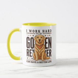 Caneca Golden Retriever Trabalhe Duro Amante de Cachorro 