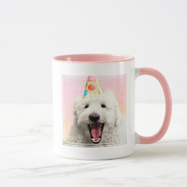 Caneca Goldendoododle com chapéu de festa (Direita)