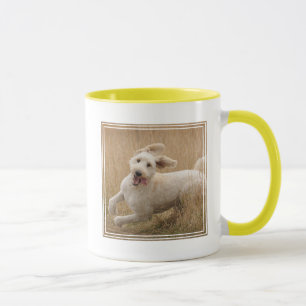 Caneca Goldendoodododle Atravessa Grama