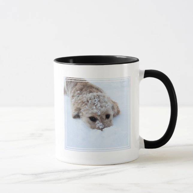 Caneca Goldendoododododle Com Nariz Na Neve (Direita)