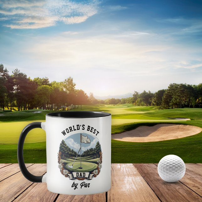 Caneca Golf Course World's Best Pai by Par (Golf Course, Club, Ball and Flag  "World's Best Dad by Par" Coffee Mug)