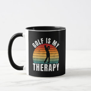 Caneca Golfe é minha terapia Tipografia Vintage Engraçada