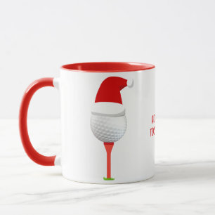Caneca Golfe Engraçado Feriado Natal Bola de Golfe Vermel