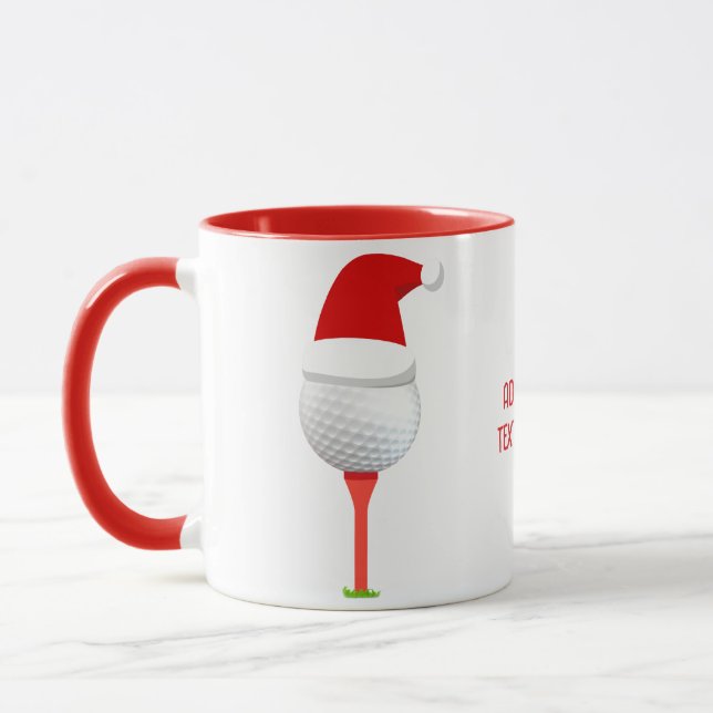 Caneca Golfe Engraçado Feriado Natal Bola de Golfe Vermel (Esquerda)