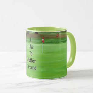 Caneca Golfe Putando uma Taça de Golfe Verde