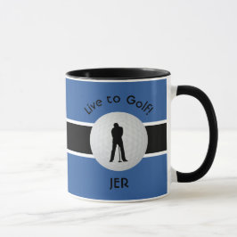 Caneca Golfer de Golfe ao Vivo Figura Blue Monograma
