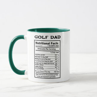 Caneca Golfer Nutrition Facts Funny Golf Dad Gift