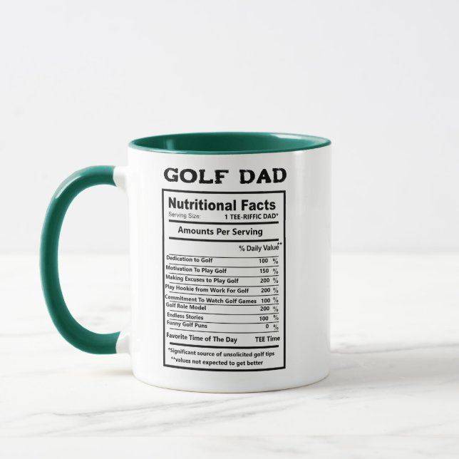 Caneca Golfer Nutrition Facts Funny Golf Dad Gift (Esquerda)