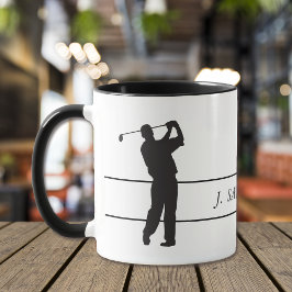 Caneca Golfer preto de Cheio de silhueta
