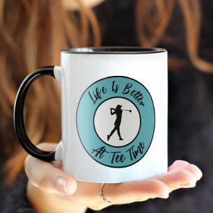 Caneca Golfer Tee Time Esporte Humor Engraçado Pun Teal B