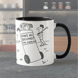 Caneca Golfer tem Sinal dizendo "Como está minha condução