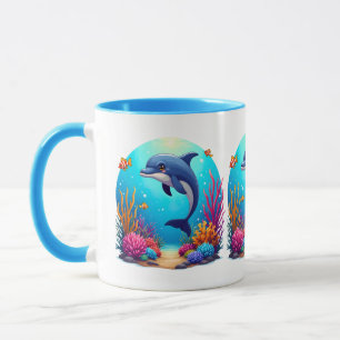 Caneca Golfinho Caprichoso em Recife de Coral Vibrante