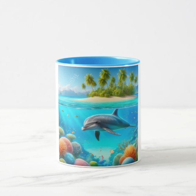 Caneca Golfinho submarino colorido tropical/Havaí (Centro)