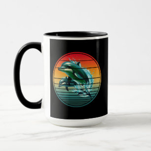 Caneca Golfinhos de Golfinho Vintage Oceano Criatura Mari