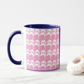 Caneca Golfinhos Rosa e Branco