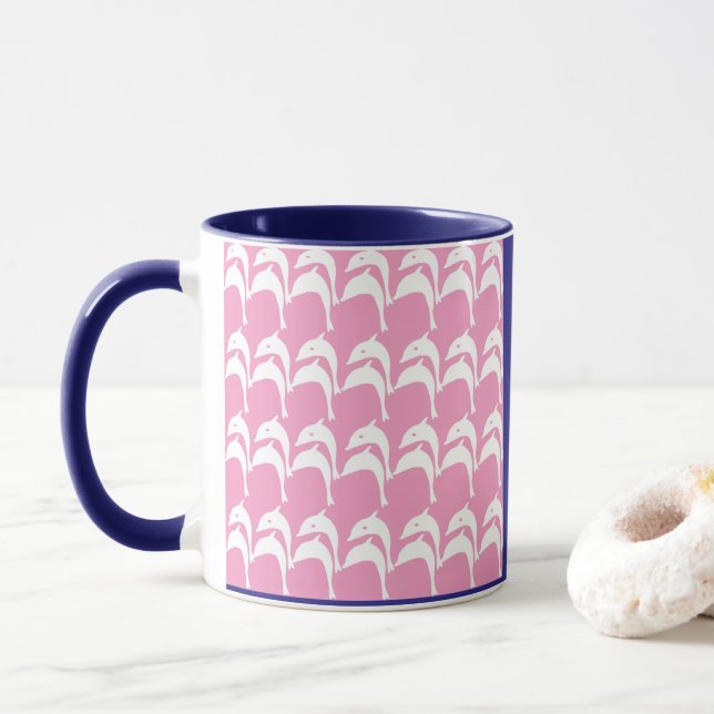Caneca Golfinhos Rosa e Branco (Com Donut)