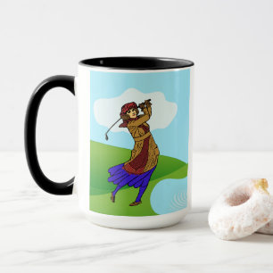 Caneca Golfistas femininas: 1 preparando-se para tacar e 