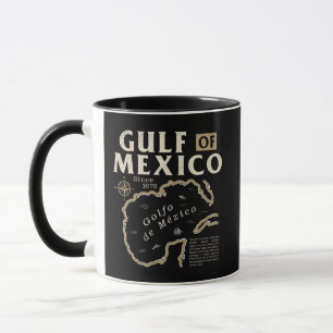 Caneca Golfo do México Vintage Mapa Histórico de 1672 Est