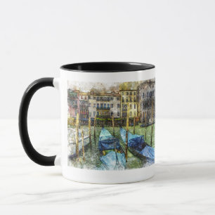 Caneca Gôndolas Azuis Coloridas de Veneza
