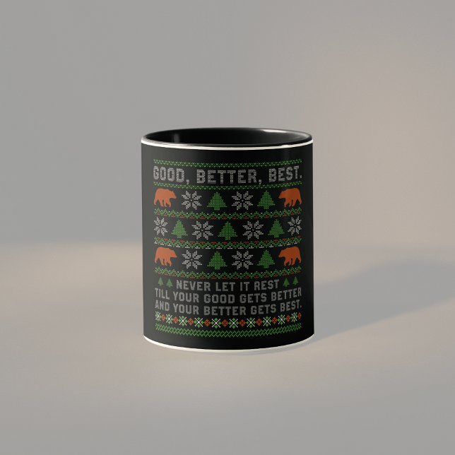 Caneca Good Better Best Never Let It Rest Christmas Quote (Criador carregado)