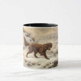 Caneca Gordon Setter Dog em uma paisagem de inverno de ne