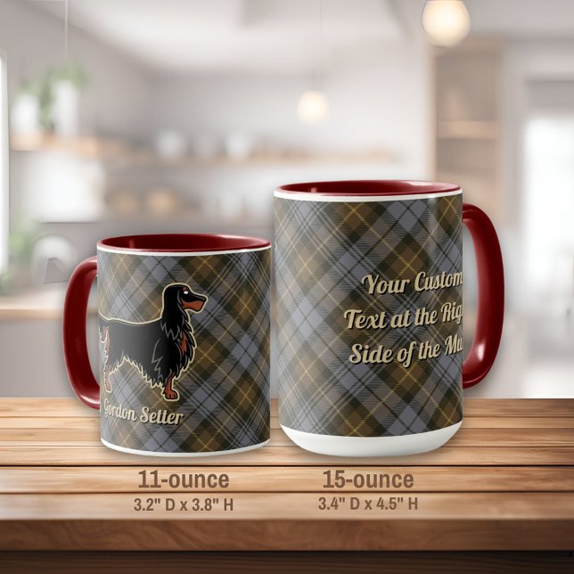 Caneca Gordon Setter sobre Weathered Gordon Tartan (Criador carregado)