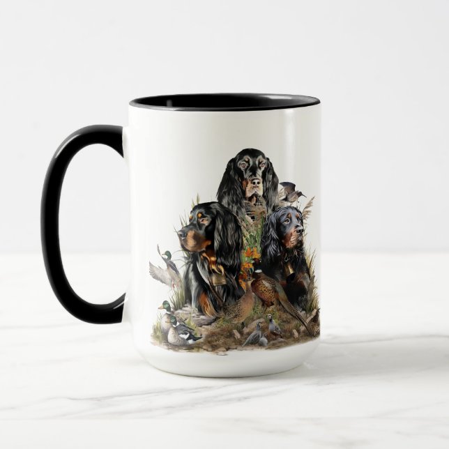 Caneca Gordon Setters , Paixão por Aves , Arte (Esquerda)